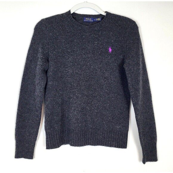 Polo Ralph Lauren Womens Small Crewneck Sweater Wool Cashmere Charcoal Gray - Picture 1 of 5
